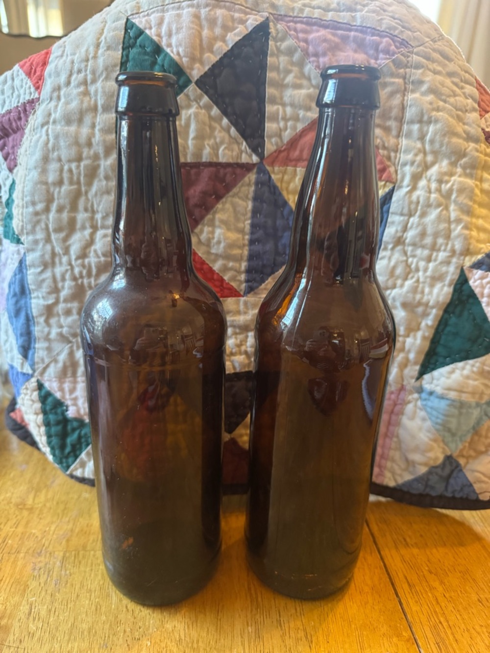 Amber Glass Beverage Bottles - Set of 2